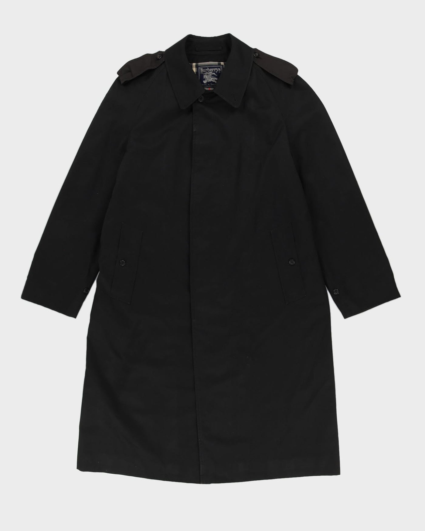 Burberrys' Black Rain Mac - L / XL