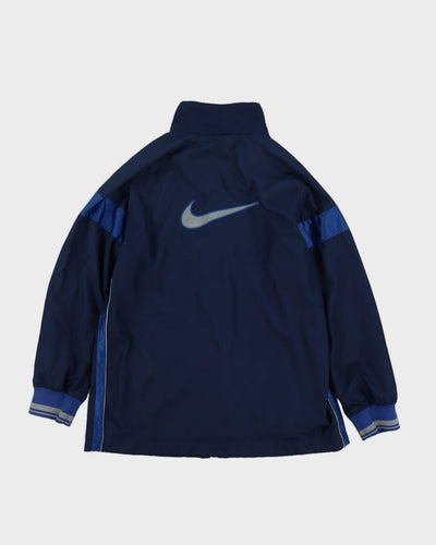00s Y2K Nike Blue Track Jacket With Big Embroidery On The Back - M