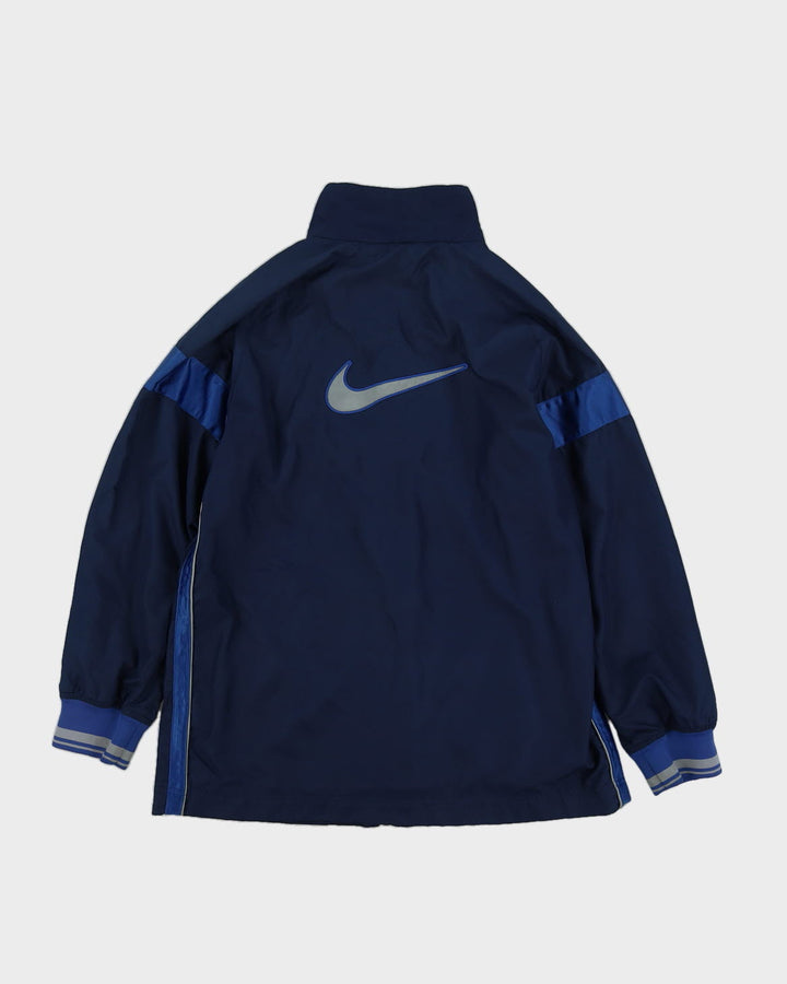 00s Y2K Nike Blue Track Jacket With Big Embroidery On The Back - M