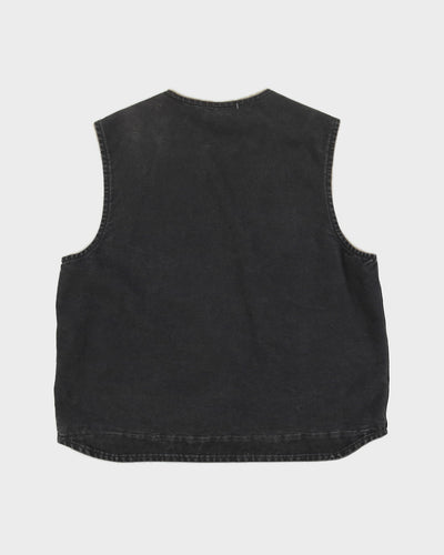 00s Carhartt Black Workwear Fleece Lined Gilet - XL