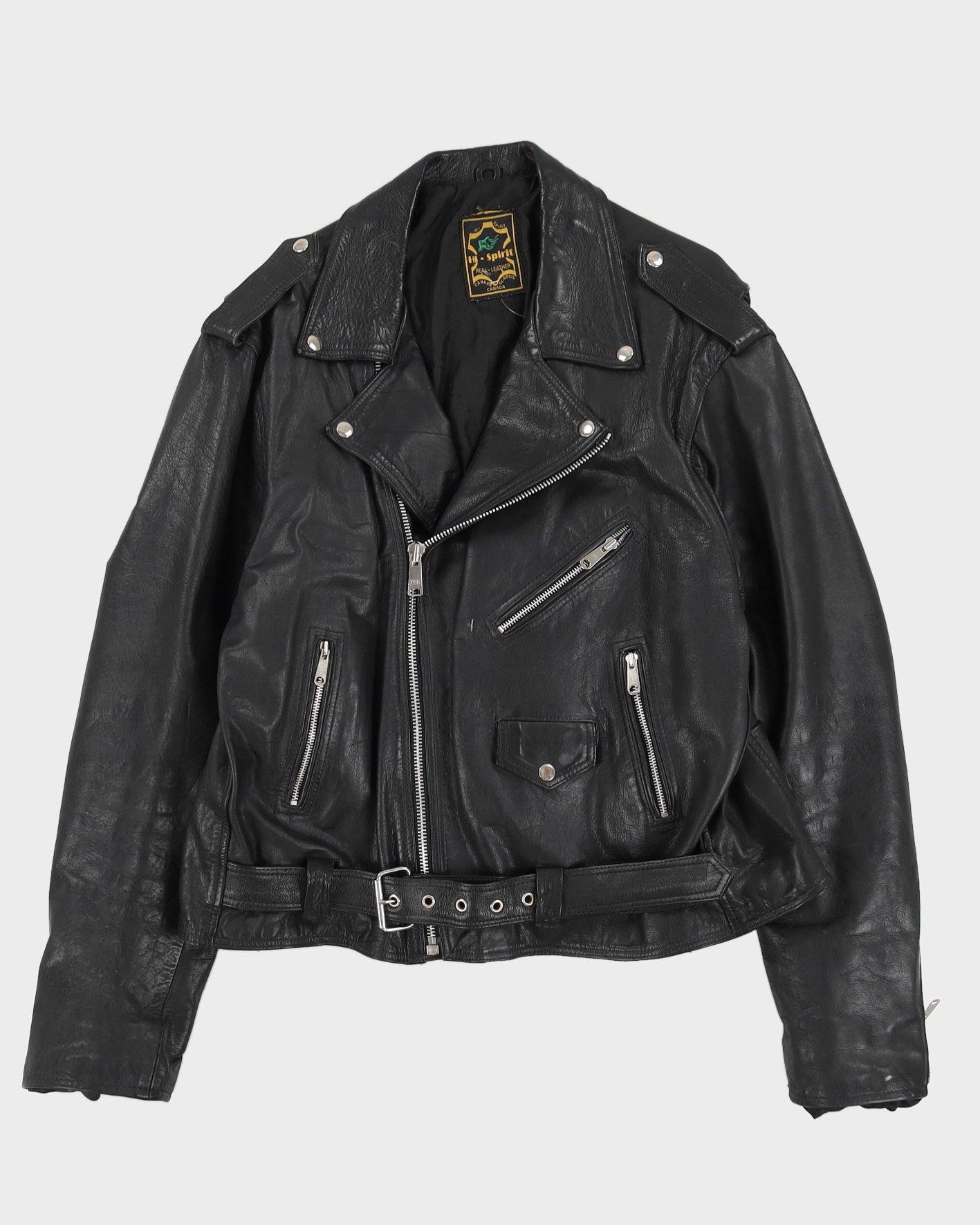 Vintage 90s Hi - Spirit Black Biker Leather Jacket - M