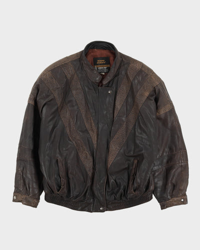 Vintage 90s Tempo Europa By London Fog Brown Leather Jacket - L