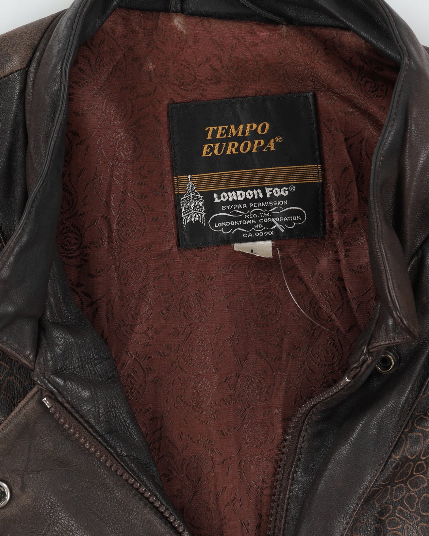 Vintage 90s Tempo Europa By London Fog Brown Leather Jacket - L