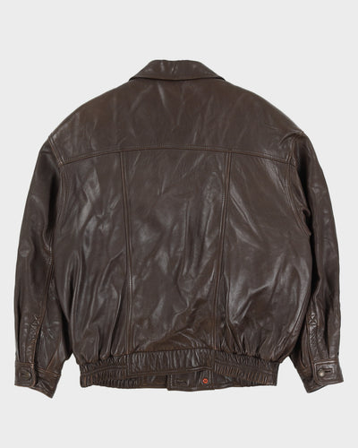 Vintage 80s Yves Saint Laurent Brown Leather Jacket - L