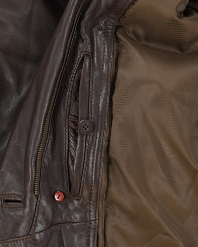 Vintage 80s Yves Saint Laurent Brown Leather Jacket - L
