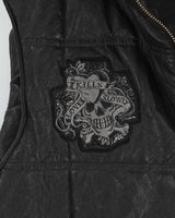 Y2K 00s Ed Hardy Black Puffer Leather Gilet - XL