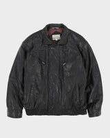 Vintage 90s Tip Top Club International Black Leather Jacket - L