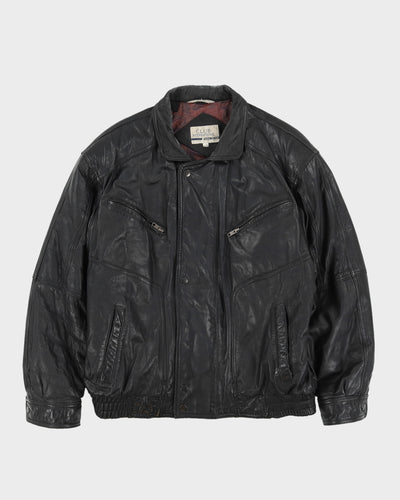 Vintage 90s Tip Top Club International Black Leather Jacket - L