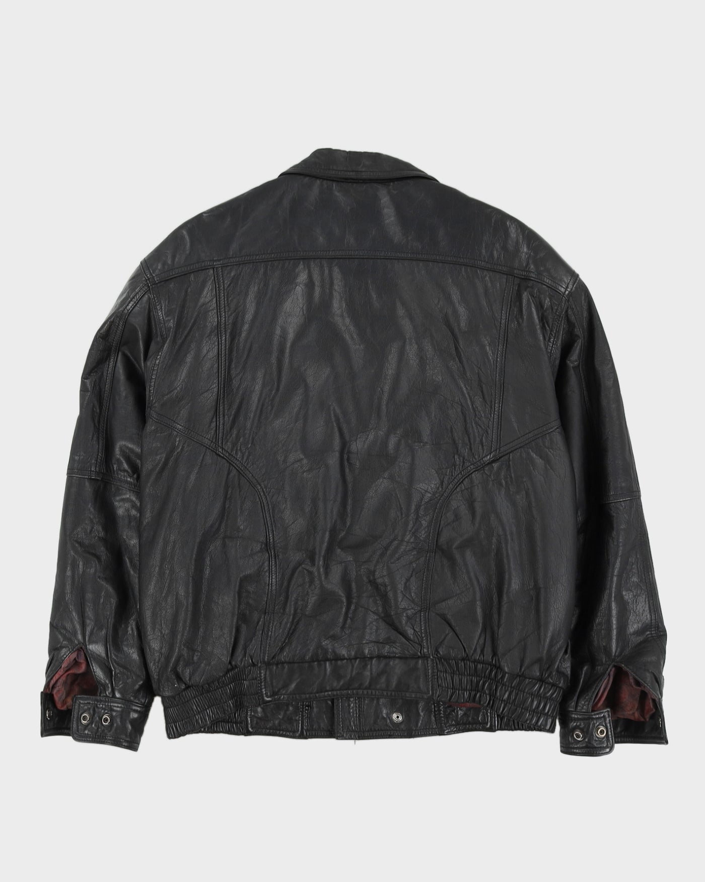 Vintage 90s Tip Top Club International Black Leather Jacket - L
