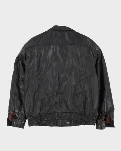 Vintage 90s Tip Top Club International Black Leather Jacket - L