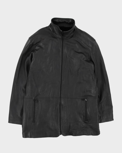 Danier Black Leather Fleece Lined Jacket - L