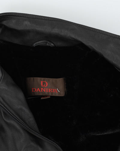 Danier Black Leather Fleece Lined Jacket - L