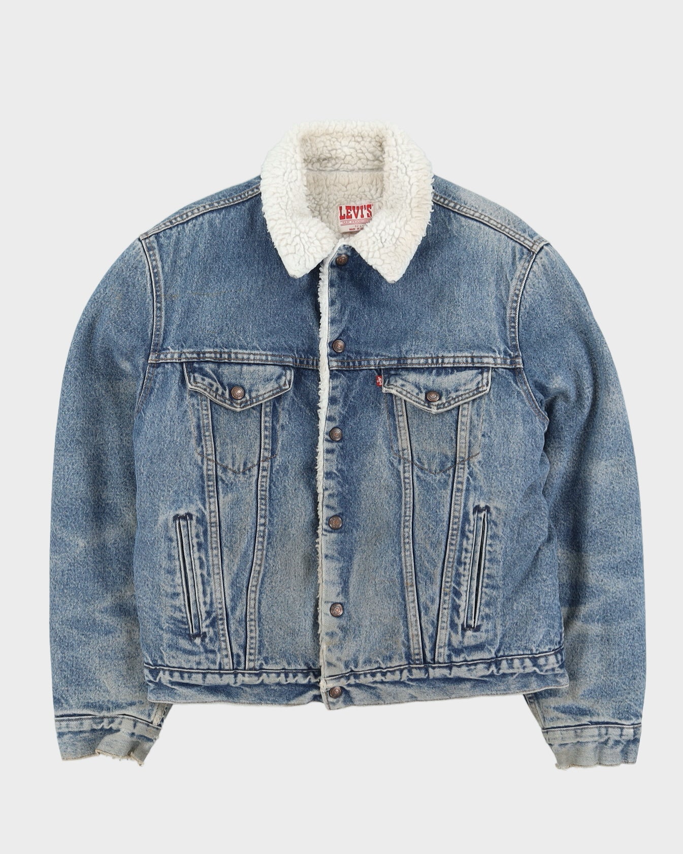 Vintage 80s Levi's Fleece Lined Blue Denim Jacket - L