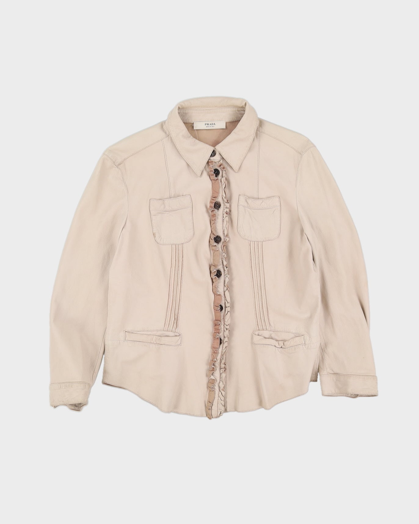 Prada Beige Leather Shirt Jacket - S