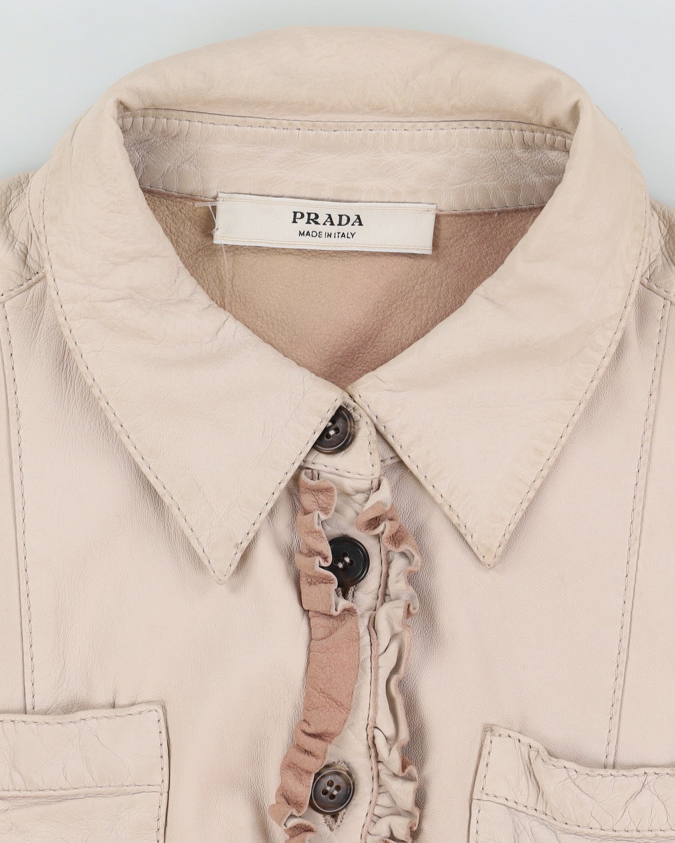 Prada Beige Leather Shirt Jacket - S