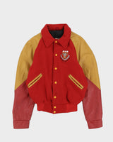 Vintage 90s University Calgary Leather Wool Varsity Jacket - S