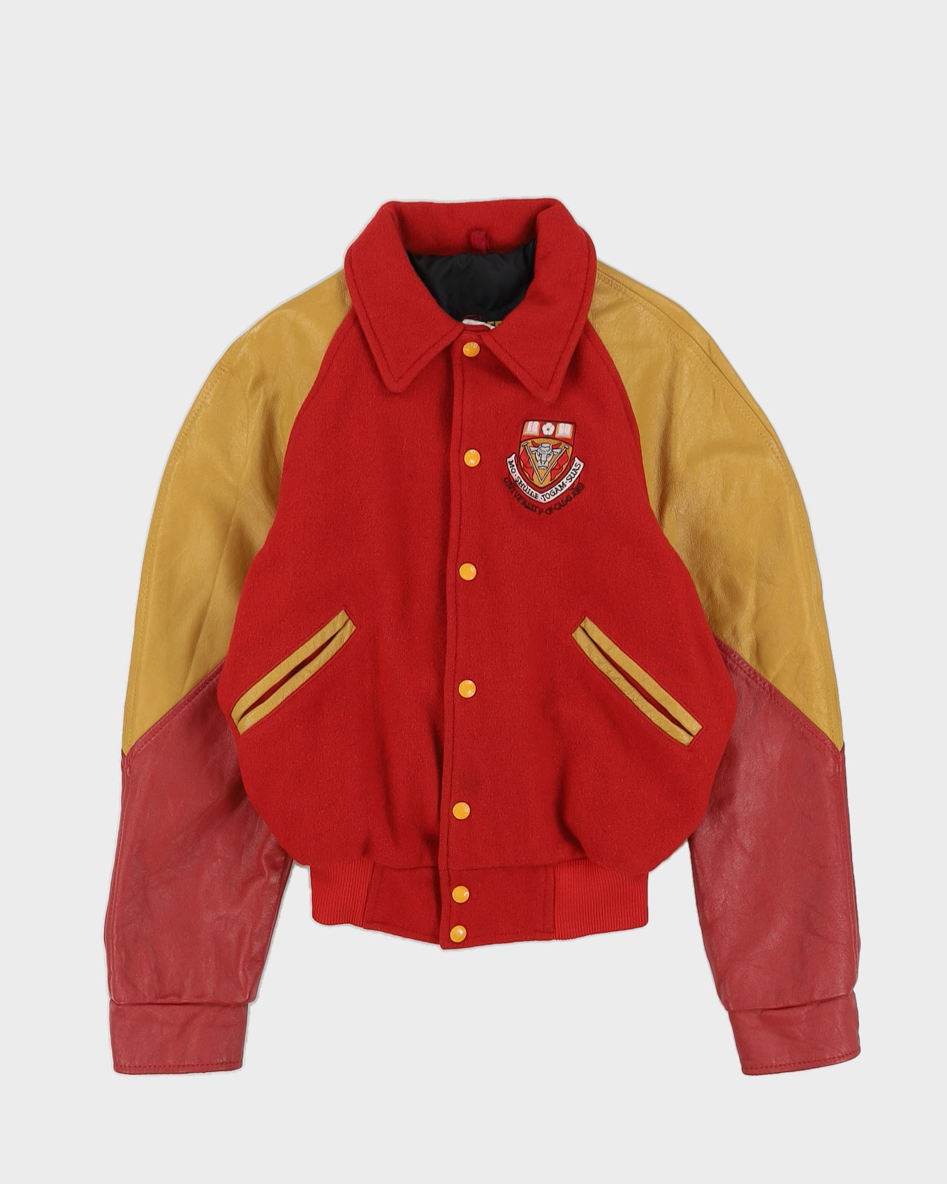 Vintage 90s University Calgary Leather Wool Varsity Jacket - S
