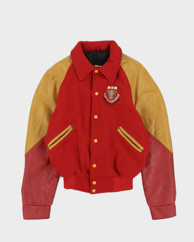 Vintage 90s University Calgary Leather Wool Varsity Jacket - S
