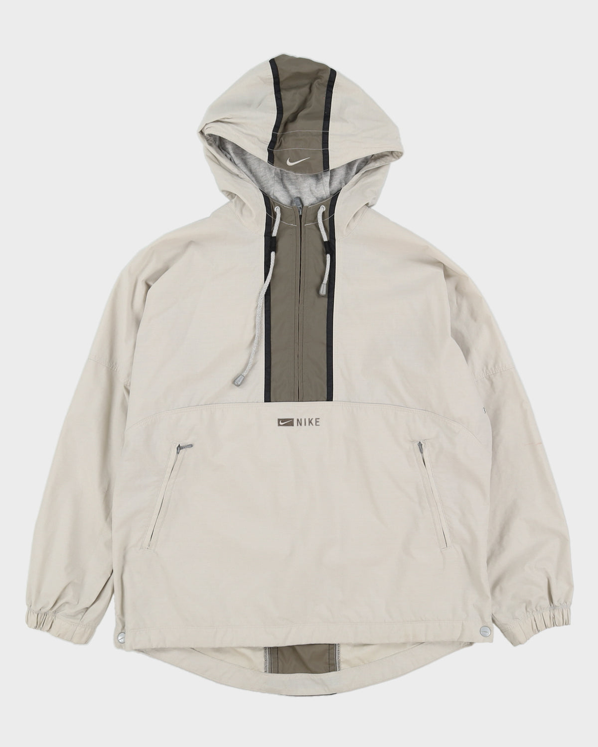 Vintage 90s Nike Cream Quarter Zip Embroidered Jacket - M