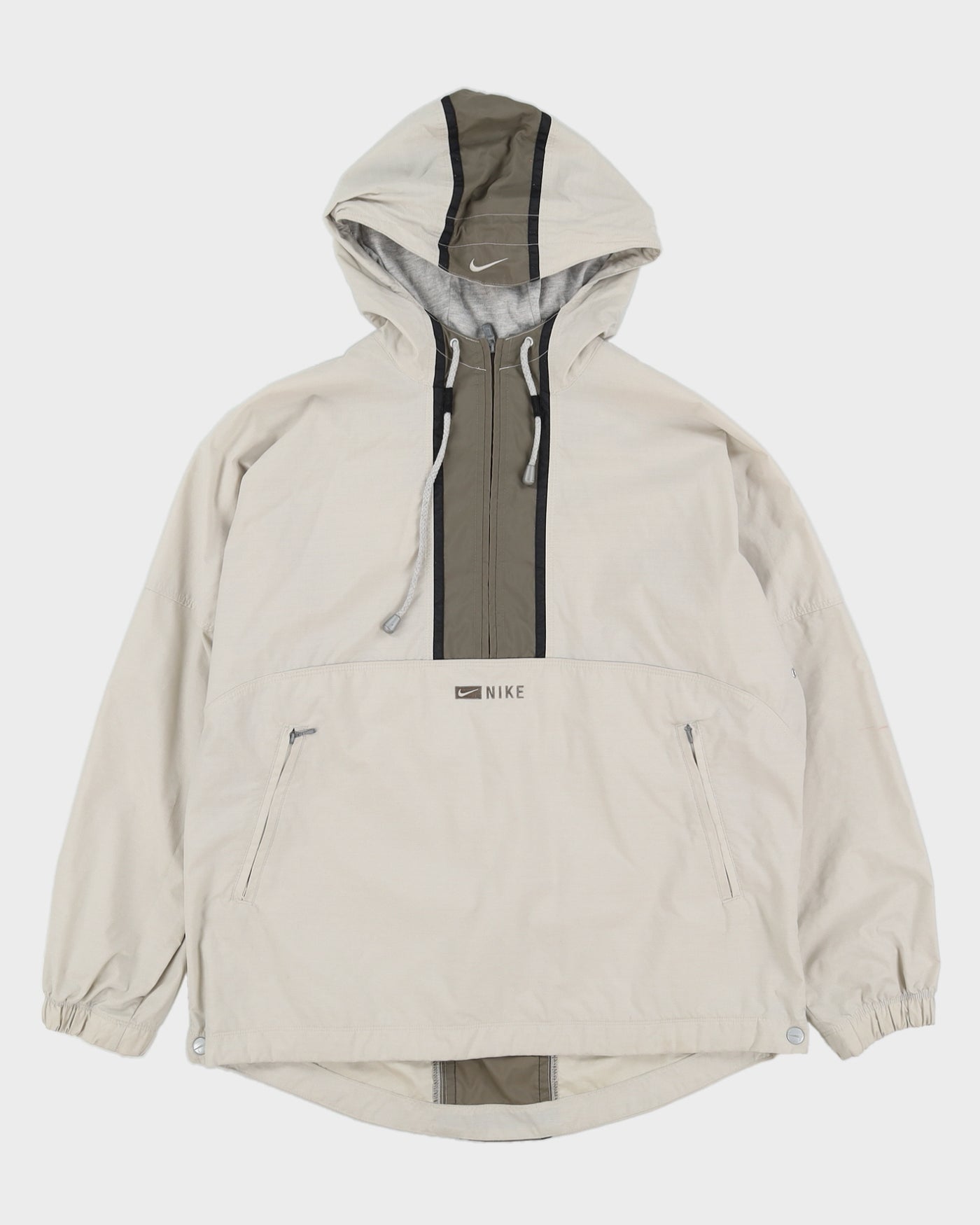 Vintage 90s Nike Cream Quarter Zip Embroidered Jacket - M
