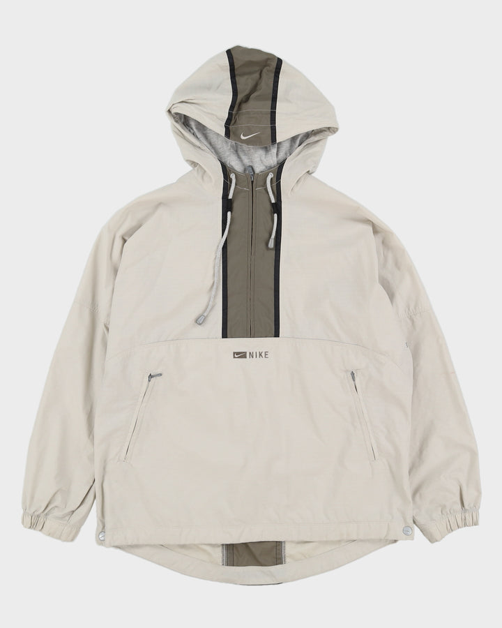 Vintage 90s Nike Cream Quarter Zip Embroidered Jacket - M
