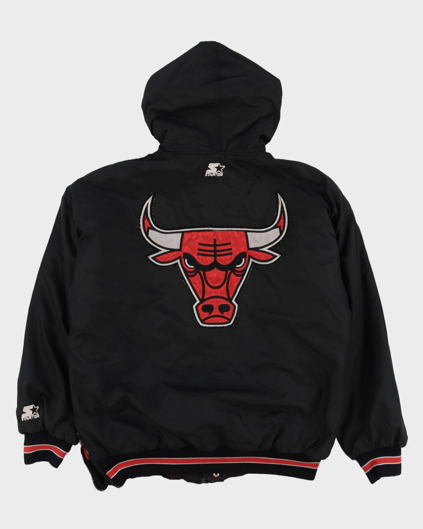 90's STARTER CHICAGO BULLS スタジャン Vintage 90s Starter Chicago Bulls Black Jacket - L – Rokit