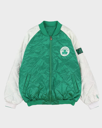 00s Y2K NBA USG Boston Celtics Green Reversible Quilted Jacket - L