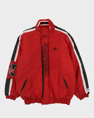 00s Y2K Starters Nebraska CornHuskers Red Jacket - L