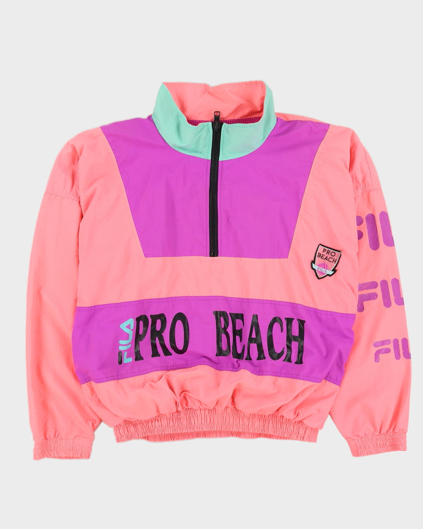 Vintage 90s Fila Pro Beach Pink Quarter Zip Jacket - L