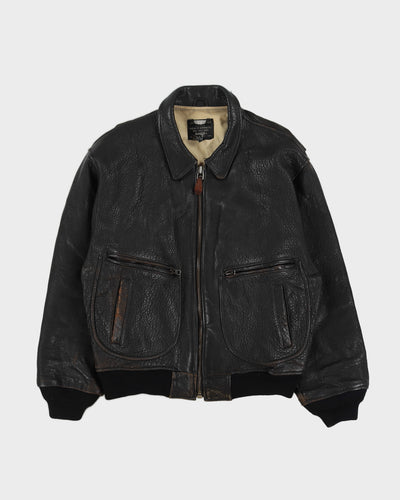 Vintage 90s Avirex Black Leather Jacket - L