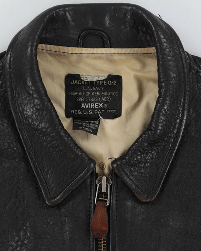Vintage 90s Avirex Black Leather Jacket - L