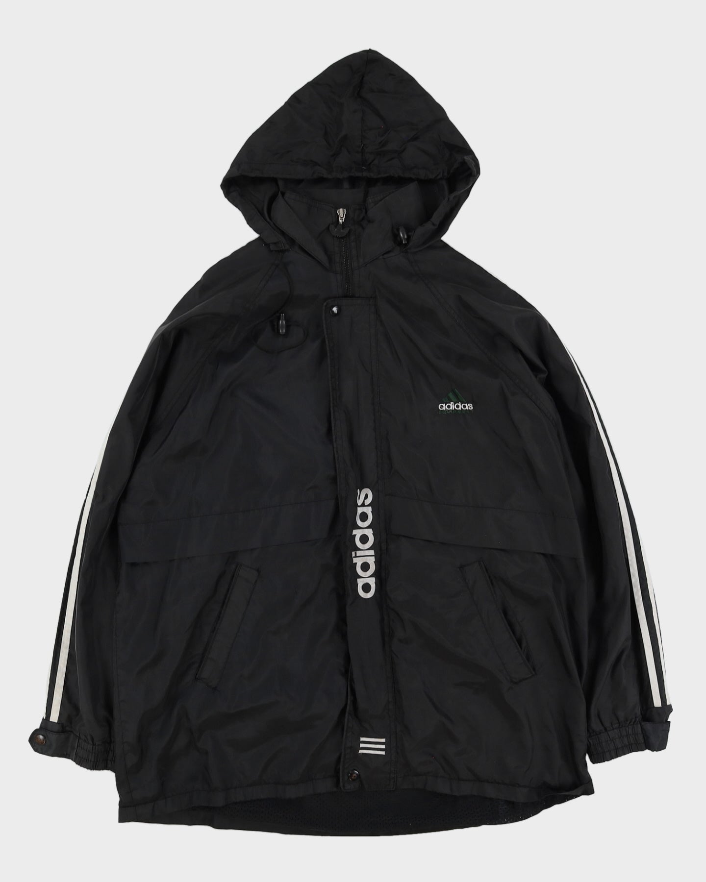 Vintage 80s Adidas Equipment Black Windbreaker - L