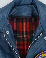 Vintage 80s University Laurentian Blue Leather Varsity Jacket - S