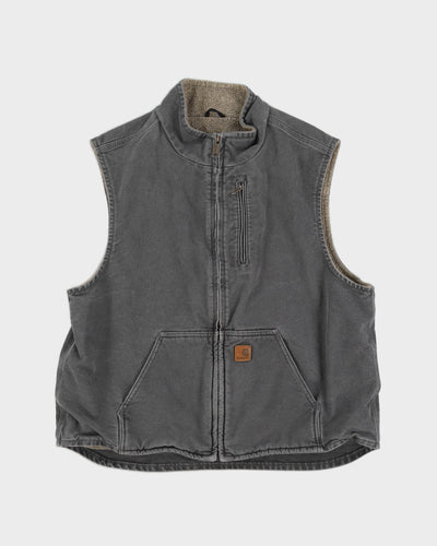 00s Carhartt Grey Workwear Fleece Lined Gilet - XL