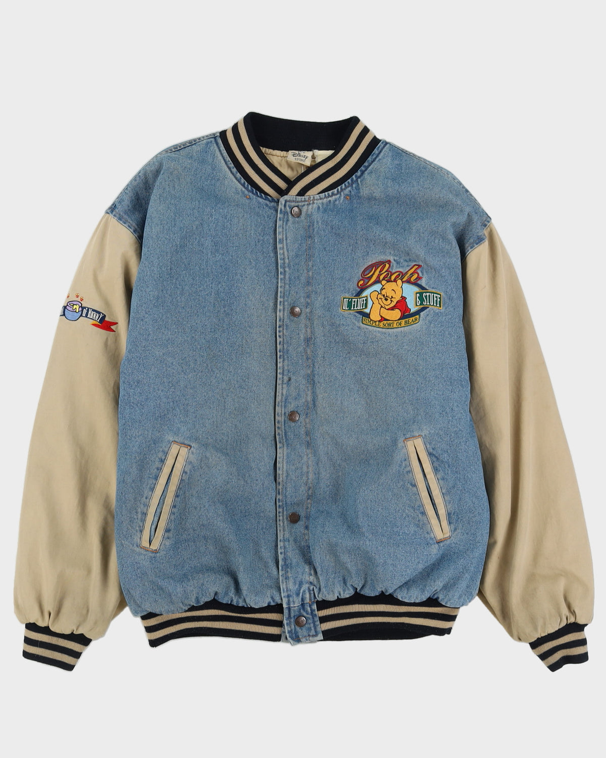 Vintage 90s Disney Winnie The Pooh Denim Bomber Jacket - M