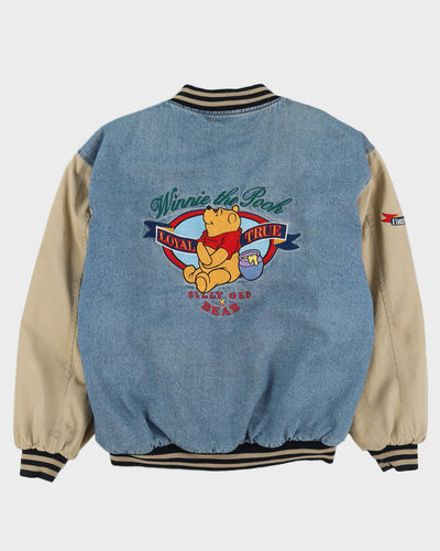Vintage 90s Disney Winnie The Pooh Denim Bomber Jacket - M
