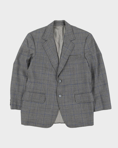 Vintage 1980s Grey Checked Blazer Jacket - XS
