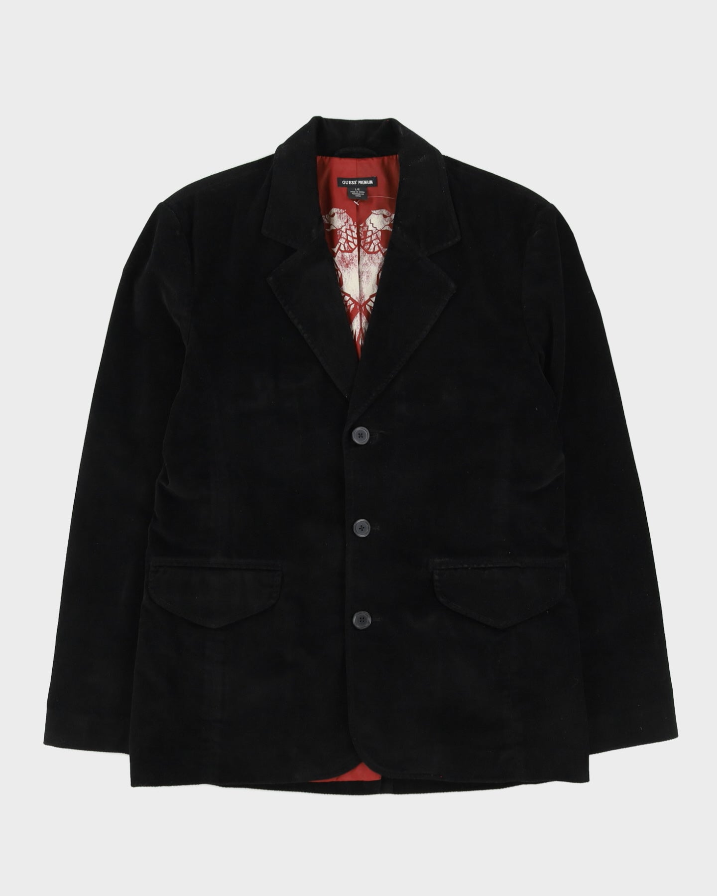 Guess Black Velvet Cord Blazer Jacket - L