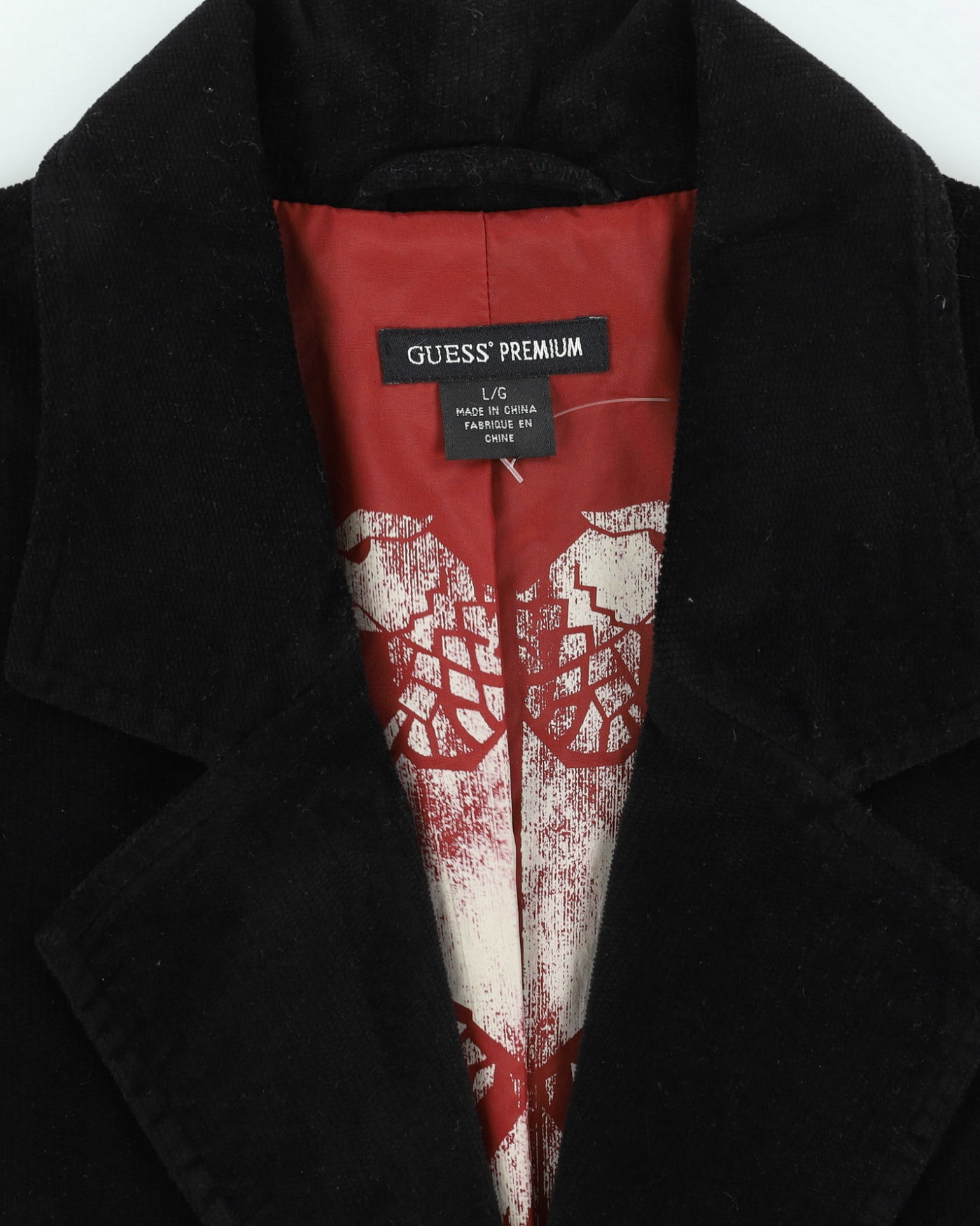 Guess Black Velvet Cord Blazer Jacket - L