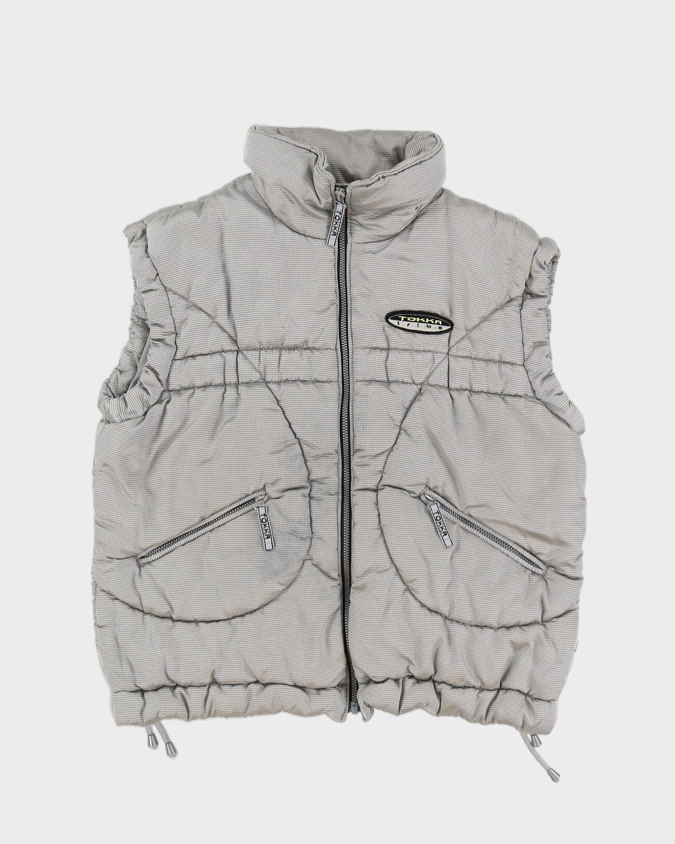 Vintage 90s Tokka Tribe Silver Puffer Gilet - L