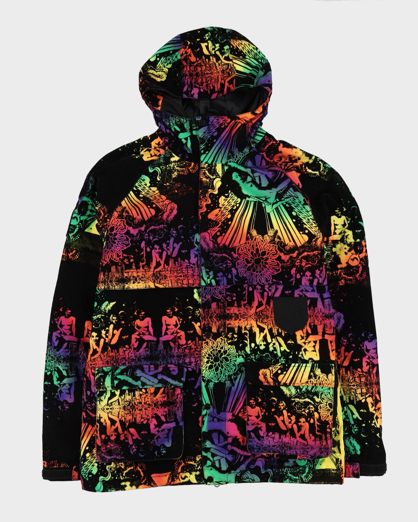00s Burton Black Psychedelic Ski Jacket - L