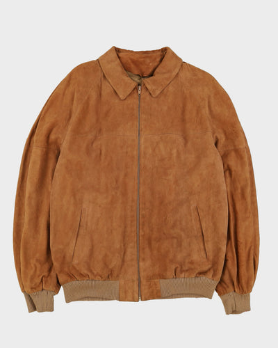 Beige Suede Bomber Jacket - XL
