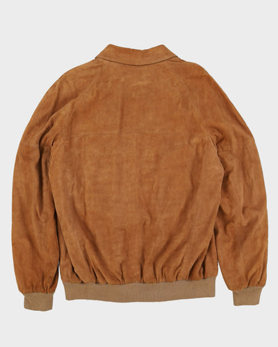 Beige Suede Bomber Jacket - XL