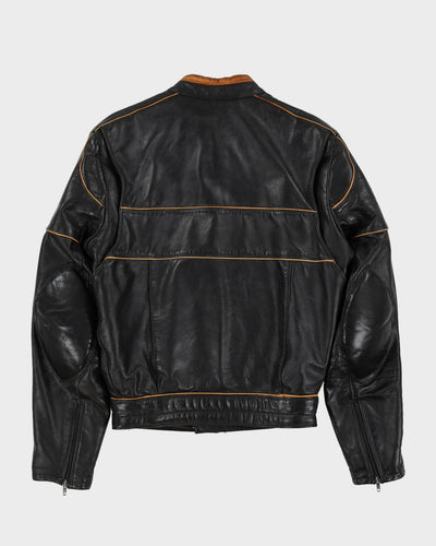 Honda Black Leather Biker Jacket - S
