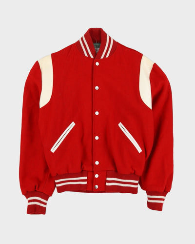 Vintage 70s Red Wool Varsity Jacket - M