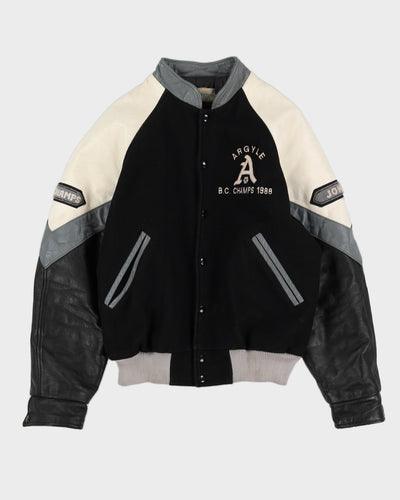 Vintage 1988 Argyle B.C Black Varsity Jacket - L