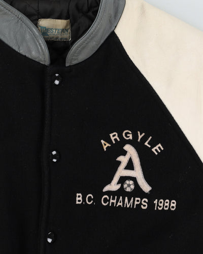 Vintage 1988 Argyle B.C Black Varsity Jacket - L
