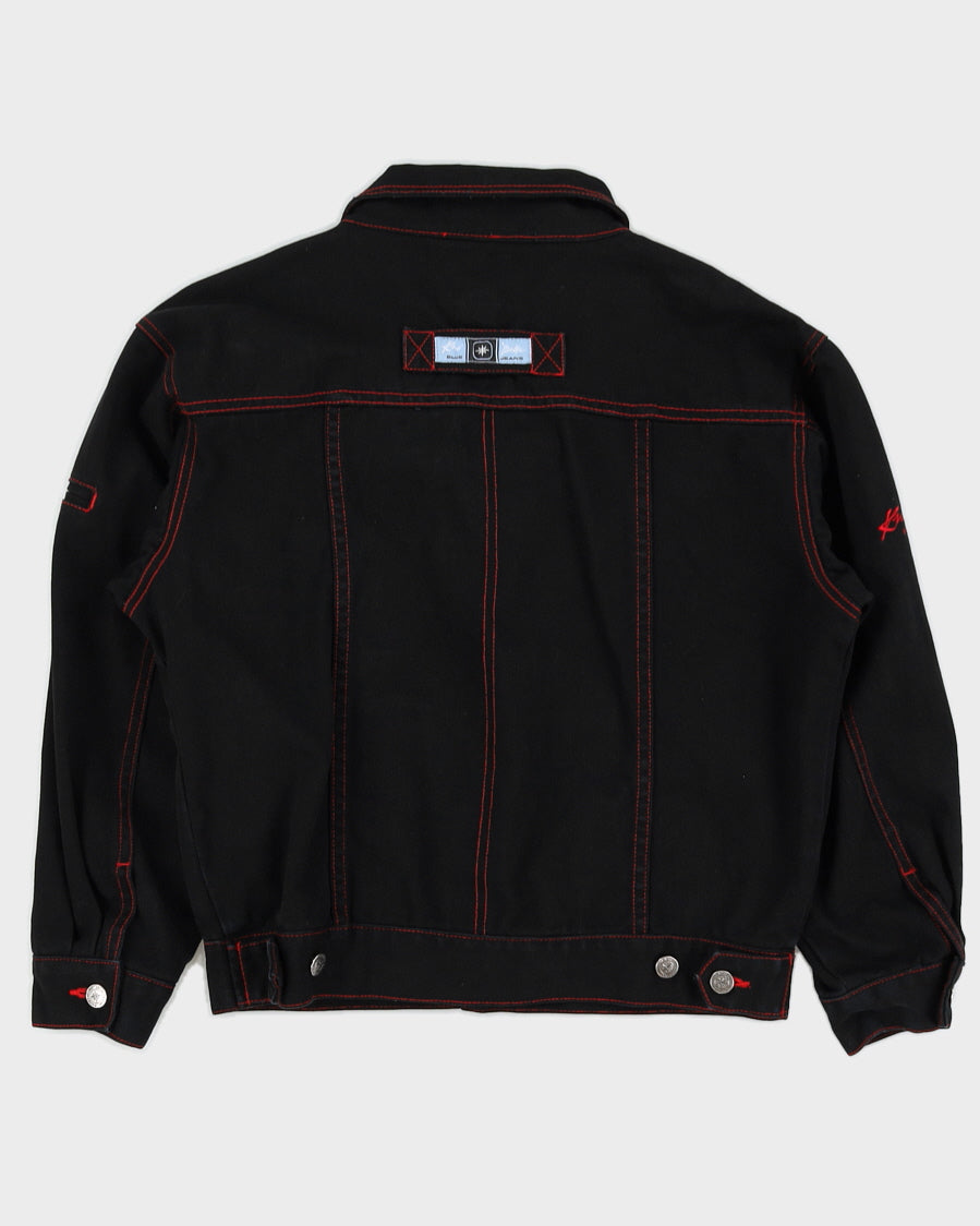 00s Kno Betta Black & Red Denim Jacket - M