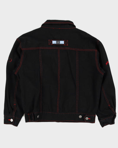 00s Kno Betta Black & Red Denim Jacket - M