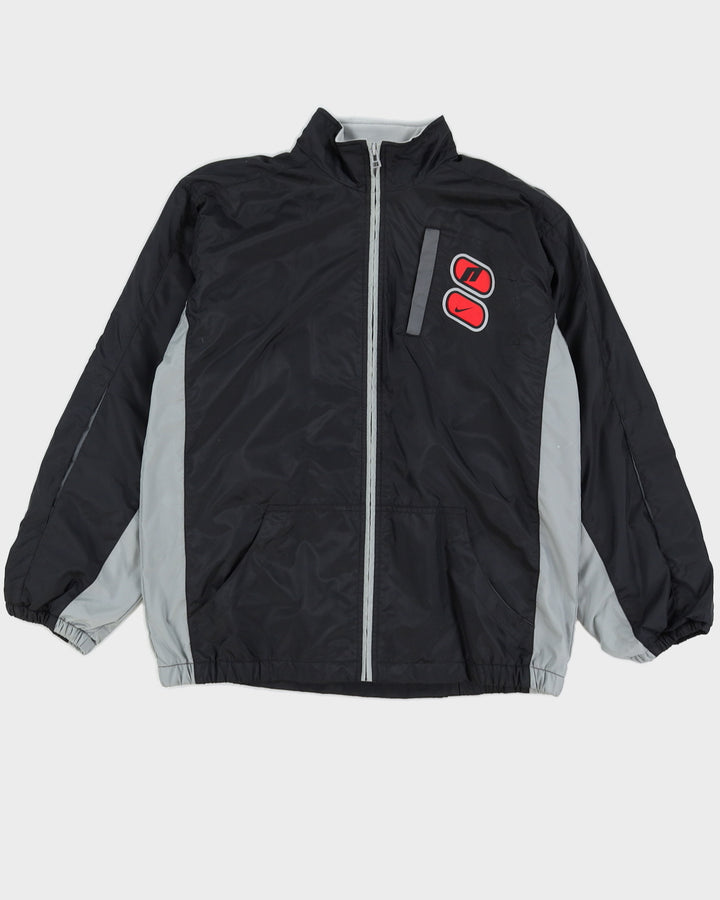 Y2K 00s Nike Swoosh Black & Red Nylon Jacket - M